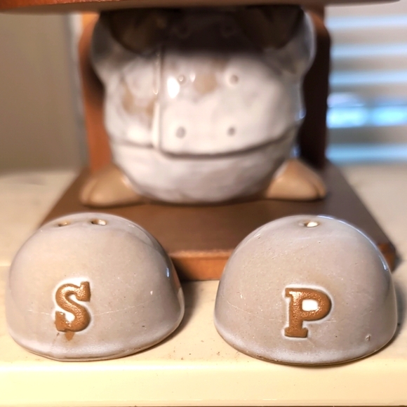 Vintage Kato Kogei Chef Pig Salt & Pepper Shakers Card Holder Hand Painted Japan - Picture 8 of 12